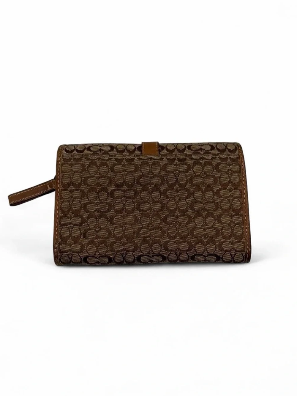Coach Signature Canvas Wallet in Brown with Leather Trim